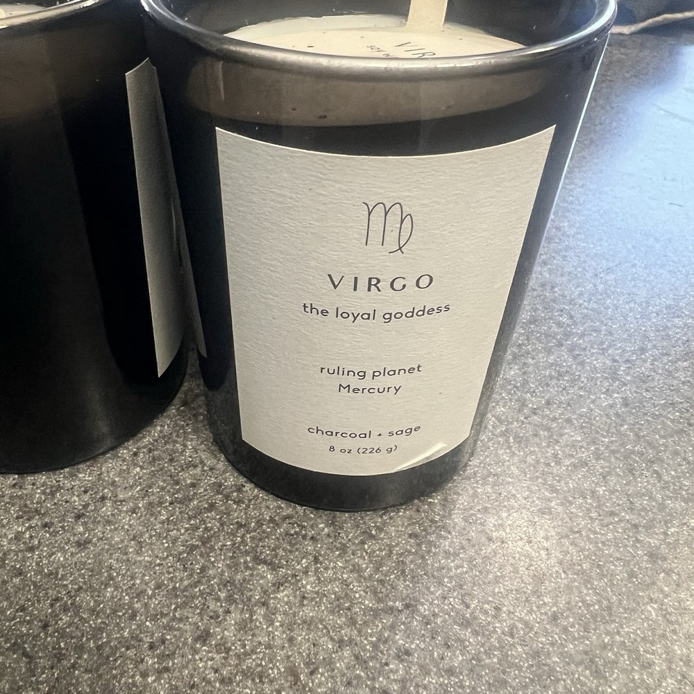 Threshold Virgo Zodiac Soy Wax Candle 8oz Charcoal Sage Lot of 4 - Picture 4 of 6